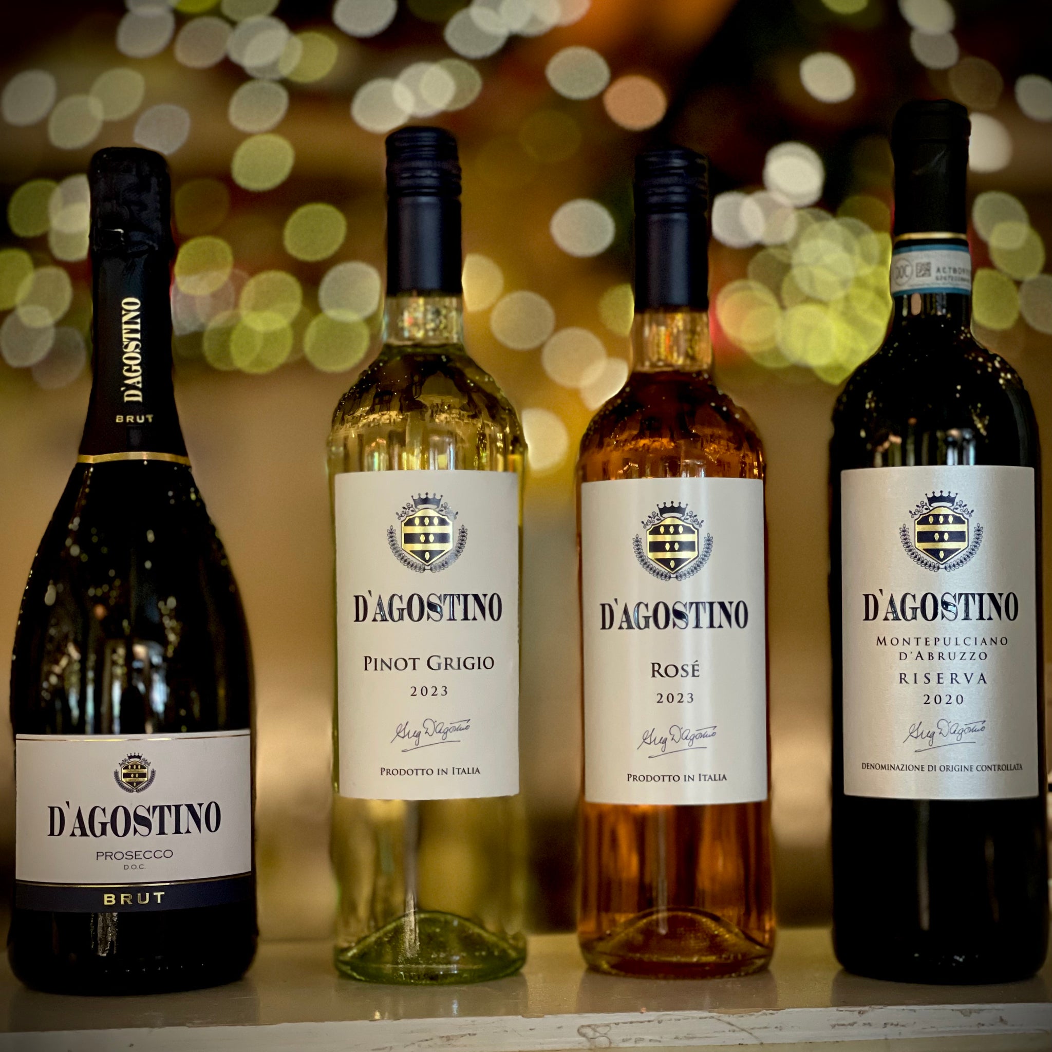 Bottles of D'Agostino Wine - Prosecco, Pinot Grigio, Rosé, Riserva